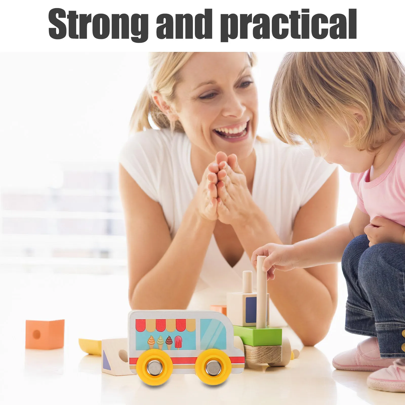 

5Pcs Wooden Vehicle Set Fire Fighting Truck Ice Cream Truck Police Car Classroom Fun Birthday Stocking Stuffer Educational City