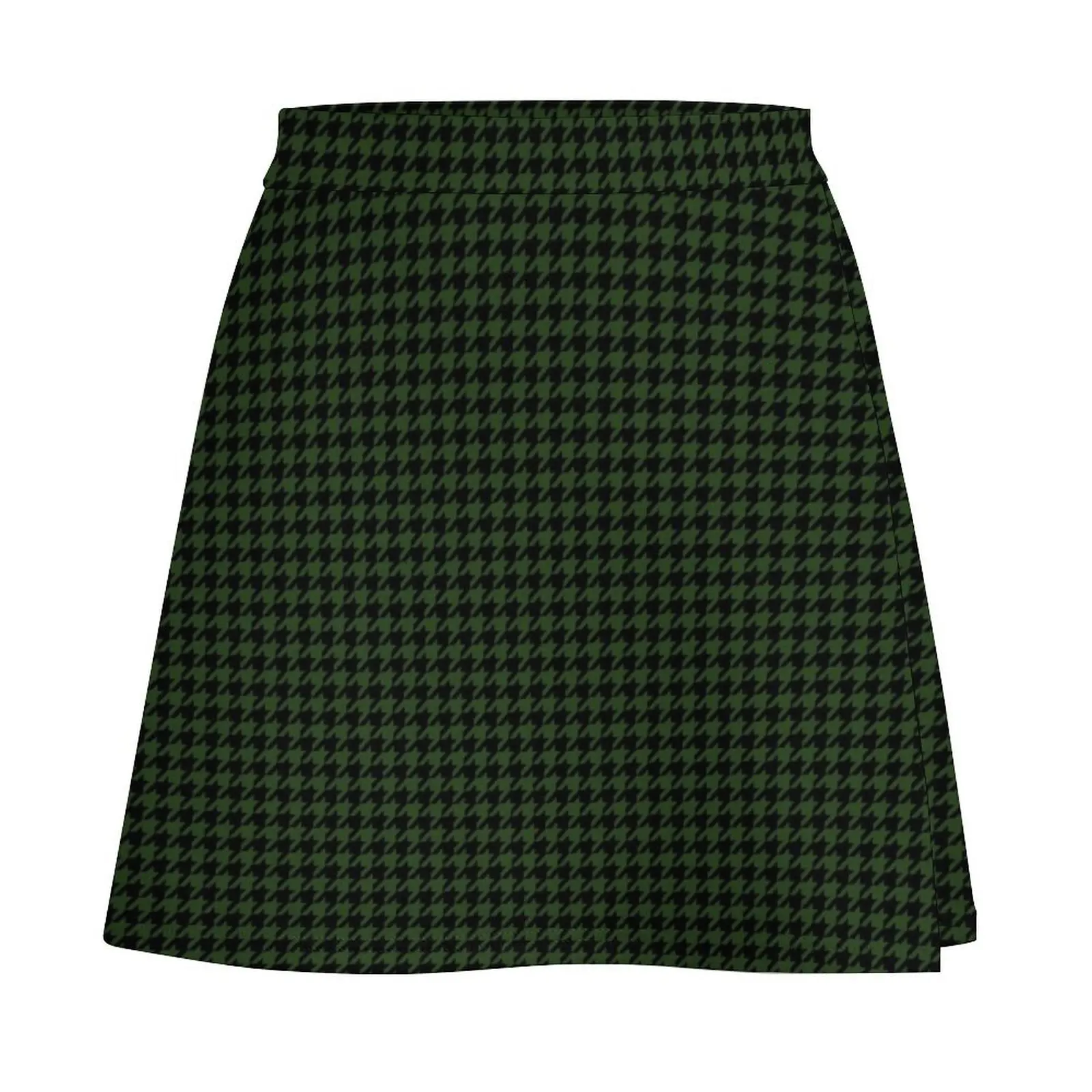 Dark Forest Green and Black Houndstooth Check Mini Skirt mini denim skirt Womens dresses festival outfit women Mini Skirt