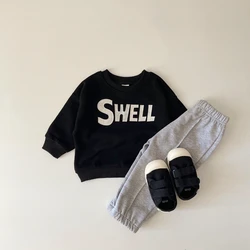 2PCS New Newborn Clothing Set Spring Baby 0-4Y Cotton Long Sleeves+Pants Letter Boys Girls Printed Children Outdoor Warmth