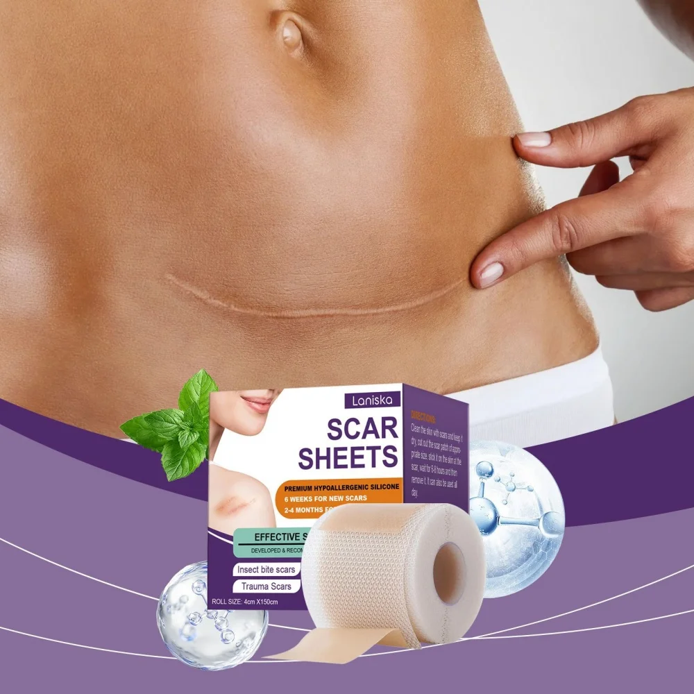 

Silicone scar patch, burn area, skin covering strip treatment, removal of adhesive tape, cosmetic skin, acne care