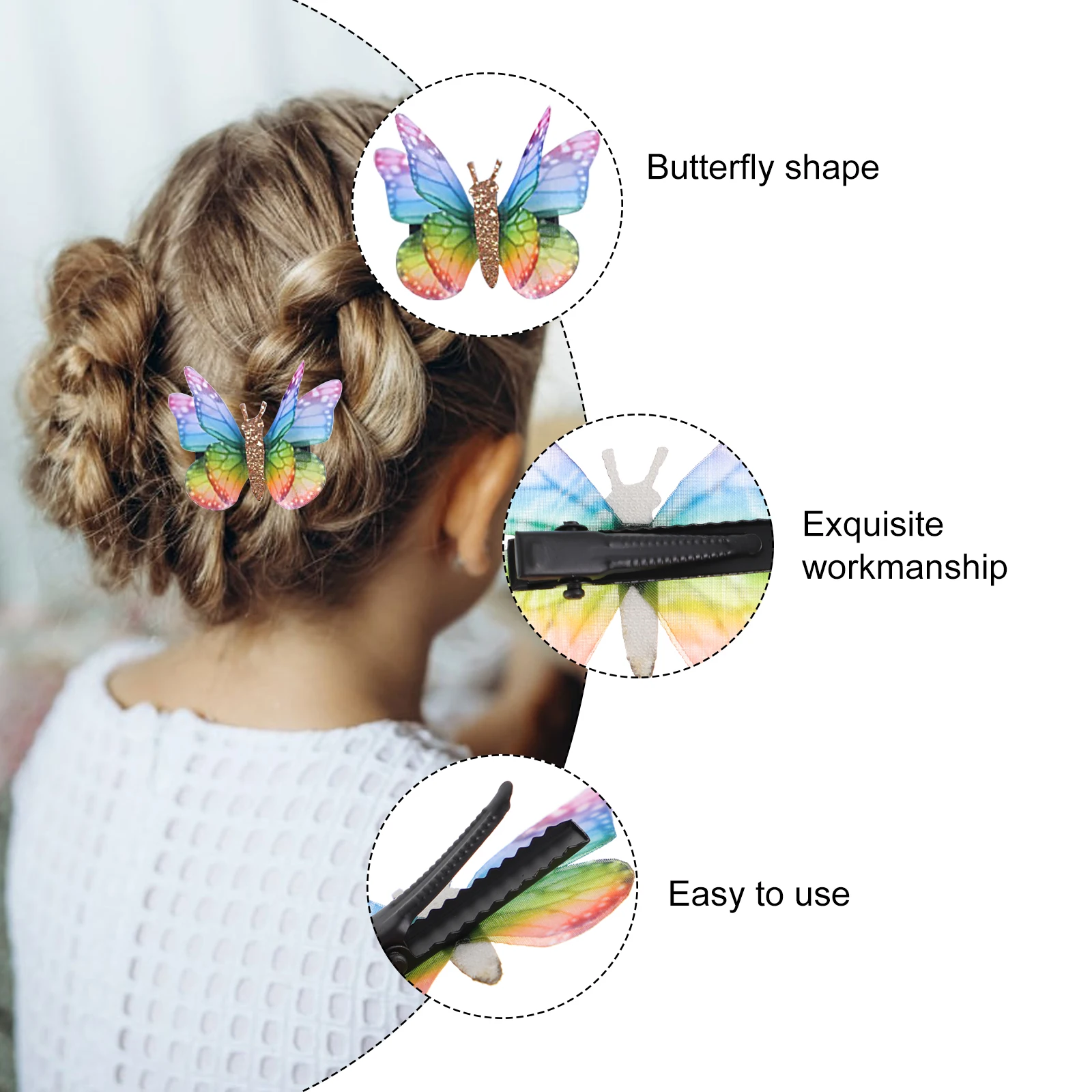 

10 Pcs Tulle Butterfly Hair Clip Fairy Hairpins Headdress Clips Small Pvc Girls Accessories Toddler for