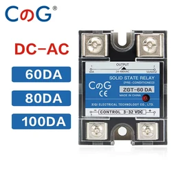 CG SSR-60DA 80DA 100DA Relay Single Phase DC Control AC 24-480VAC 3-32VDC Heat Sink 60A 80A 100A DA Solid State Relay