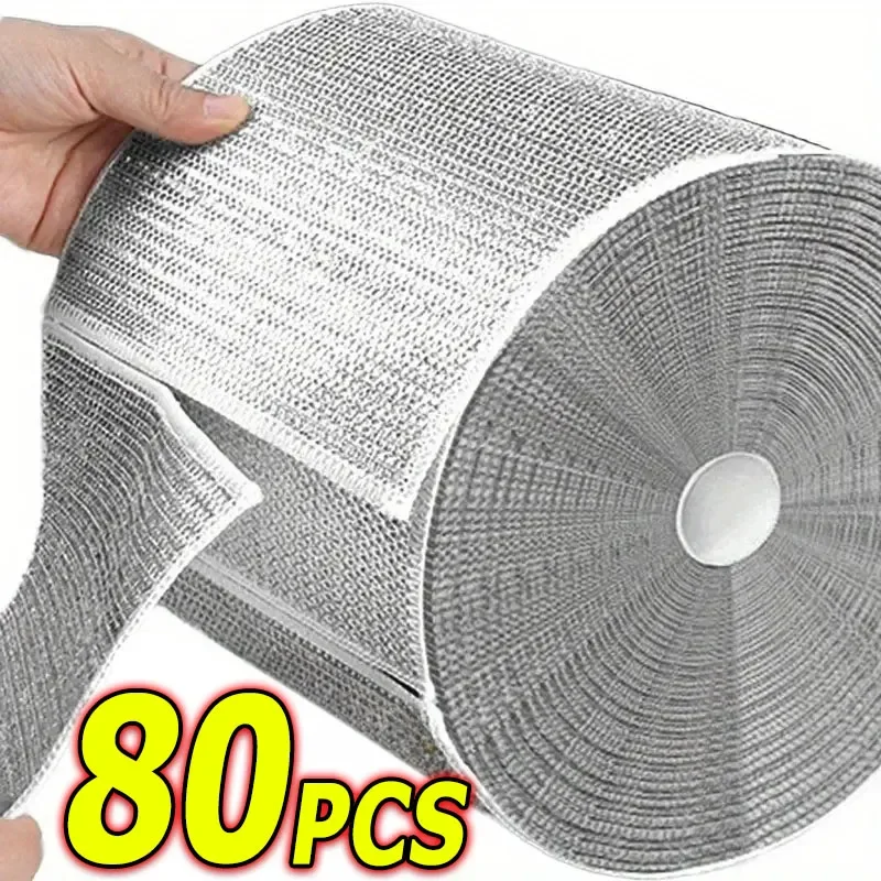 

80/1pcs Magic Cleaning Cloth Thickened Double -sided Metal Steel Wire Rags Kitchen Dish Pot Washdishing Cloths Towel Clean Tools