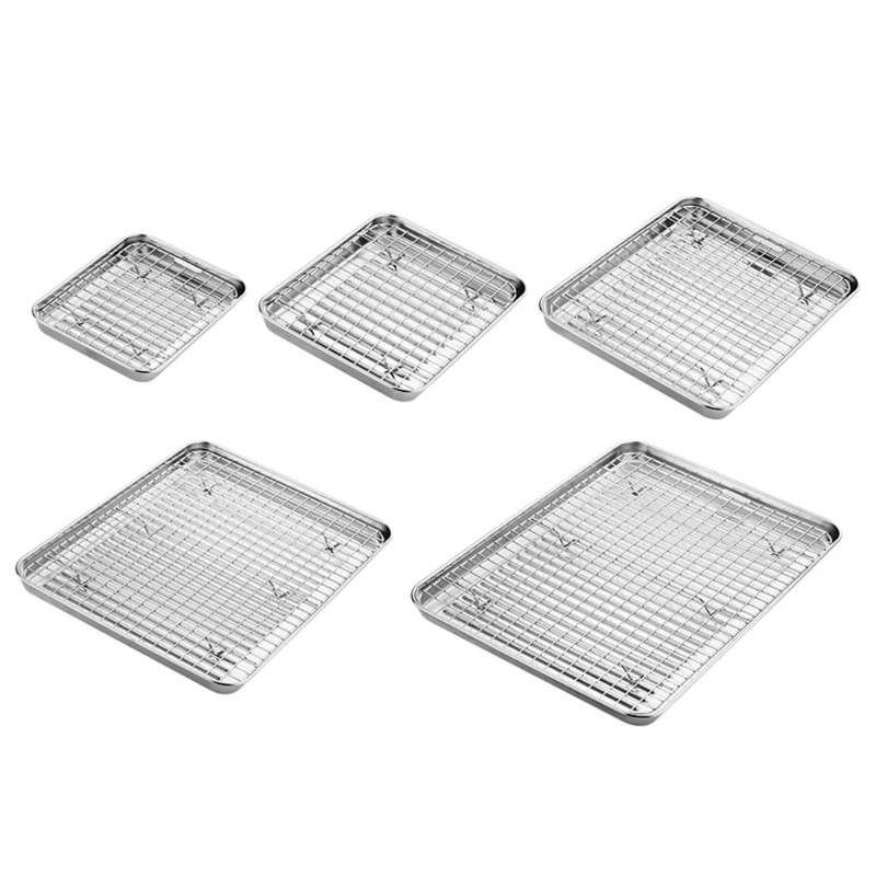 

Baking Pans with Cooling Rack Baking Cookie Sheet Stainless Steel Material 5 Sizes Choose Perfect Gift for Baking Lover