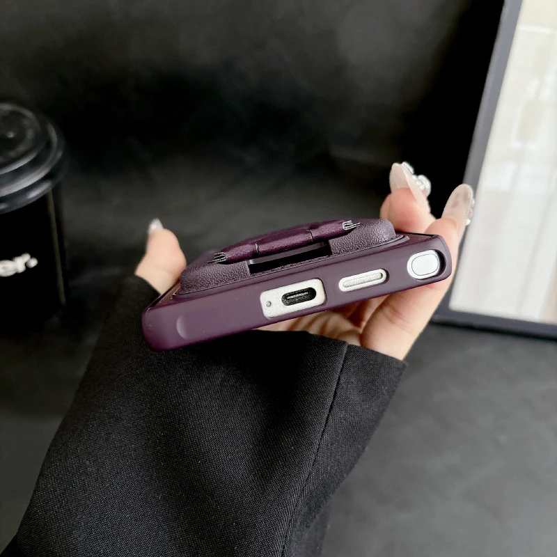 Solid Color Matte Soft TPU+Hard PC Wallet Card Slot Bracket Phone Case For Samsung S25 S24 S23 S26 Ultra Plus FE A56 A55 A54 A36 view 5
