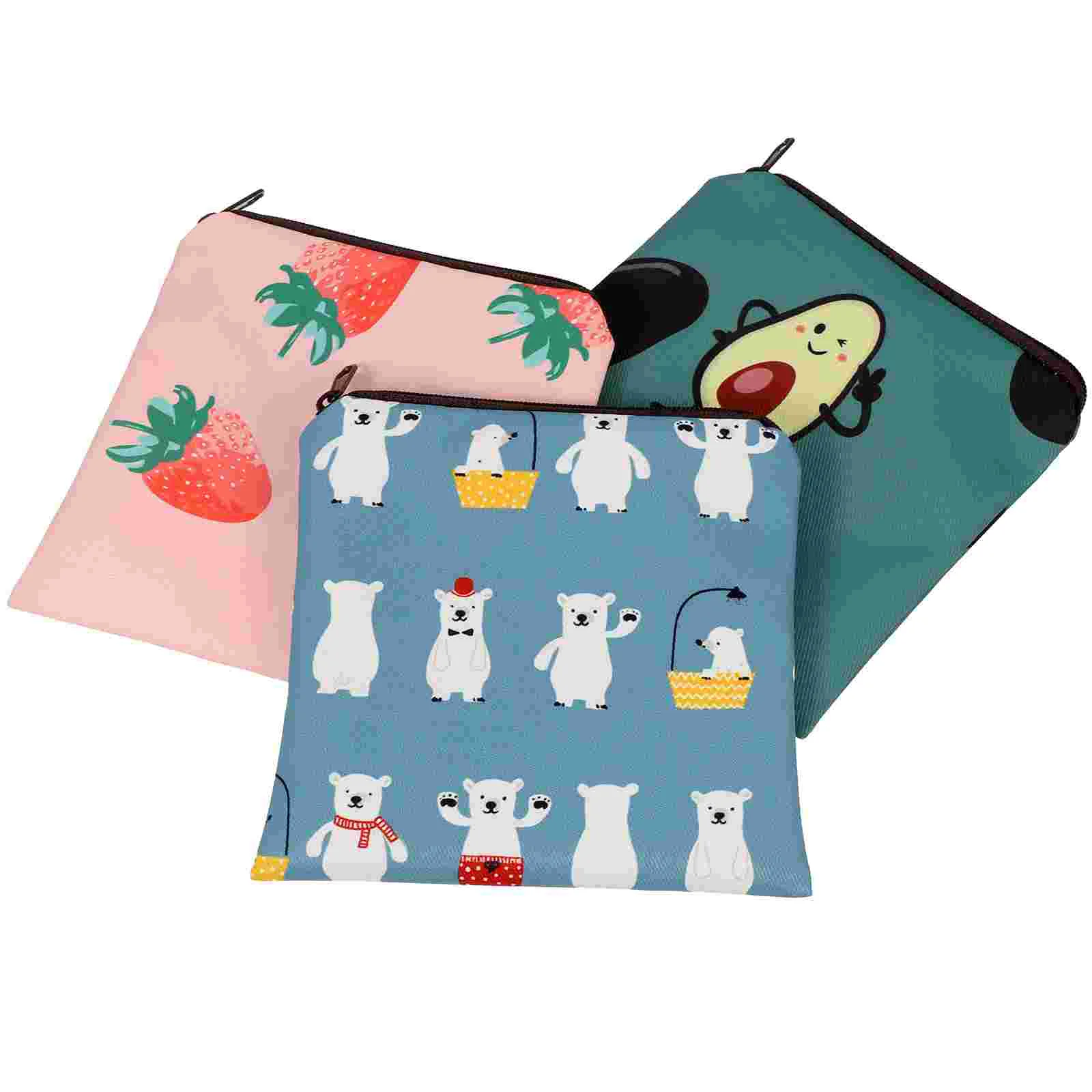 3 Pcs Sanitary Napkin Storage Bag Small Holder Compact Period Pouch Tampons Women Supply Reusable Organizer Polyester Girl