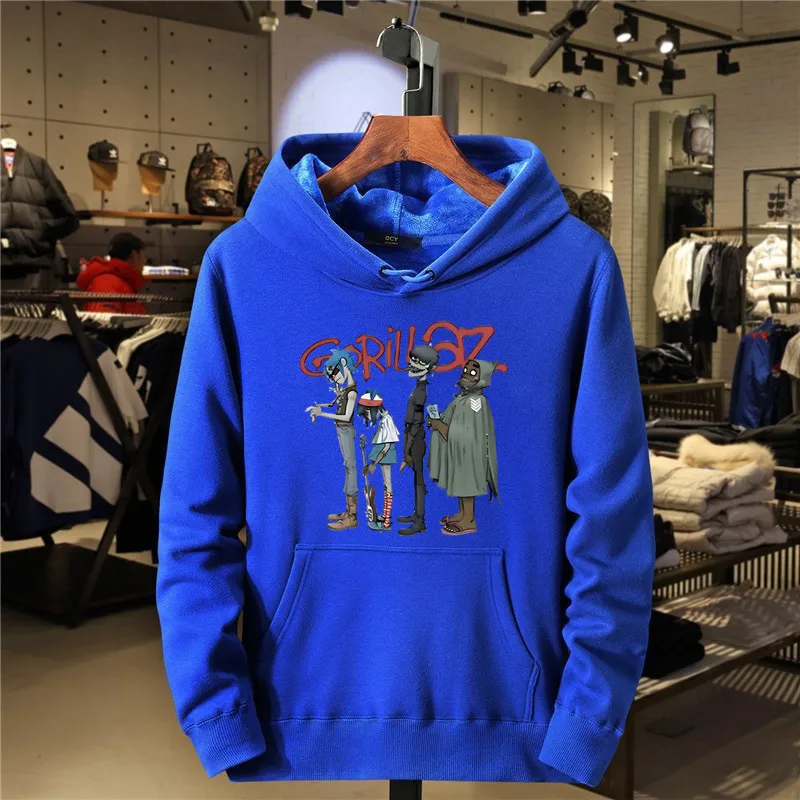 Music Band Gorillaz PUNK ROCK Sweater Men Women Cartoon Pattern Hooded Loose Top Leisure and Trendy Clothes Vintage Y2K Clothing