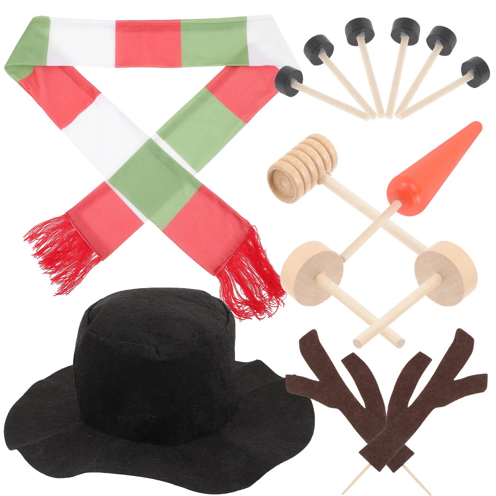 

1Set Snowman Decoration Prop Christmas DIY Dressing Kit Reusable Festive Snowman Accessories for Outdoor Family Fun