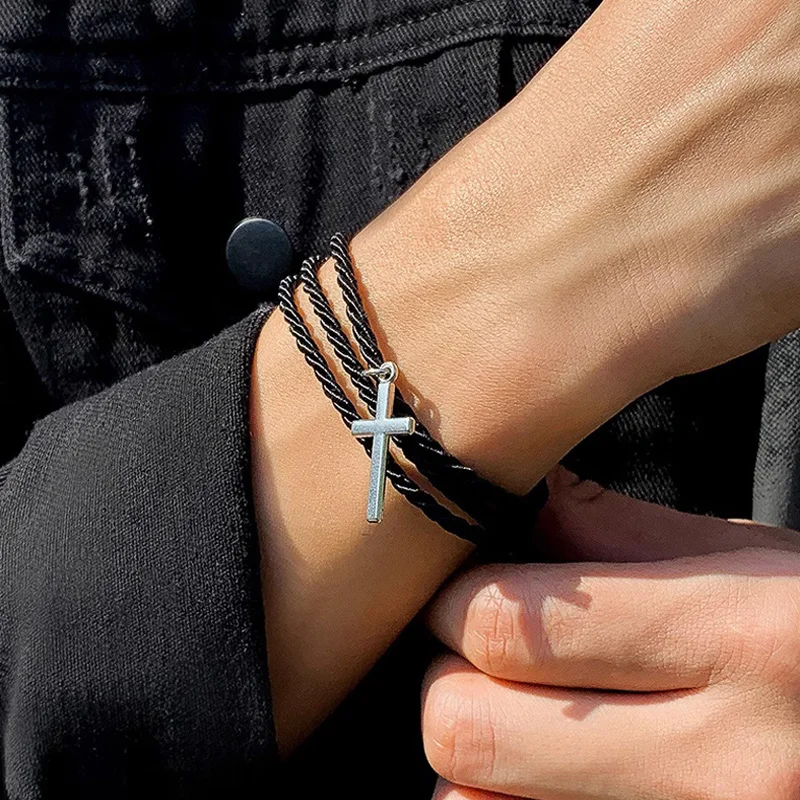 أساور النسيج متعددة الطبقات للرجال والنساء ، أساور سبيكة الصليب ، حبل الشان ، سلسلة الارتباط ، الهيب هوب ، جودة عالية ، هدايا المجوهرات ، 1: #3