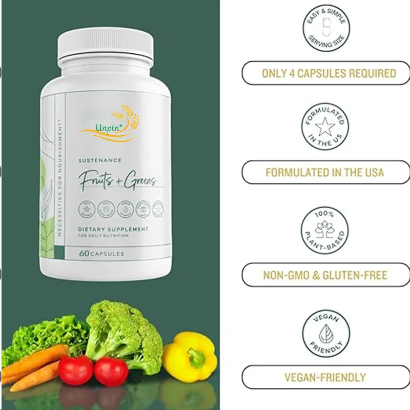 Daily Green, Fruit, And Vegetable Supplements - Superfood Vitamin Capsules - Enhance Energy, Mental Clarity, And Overall