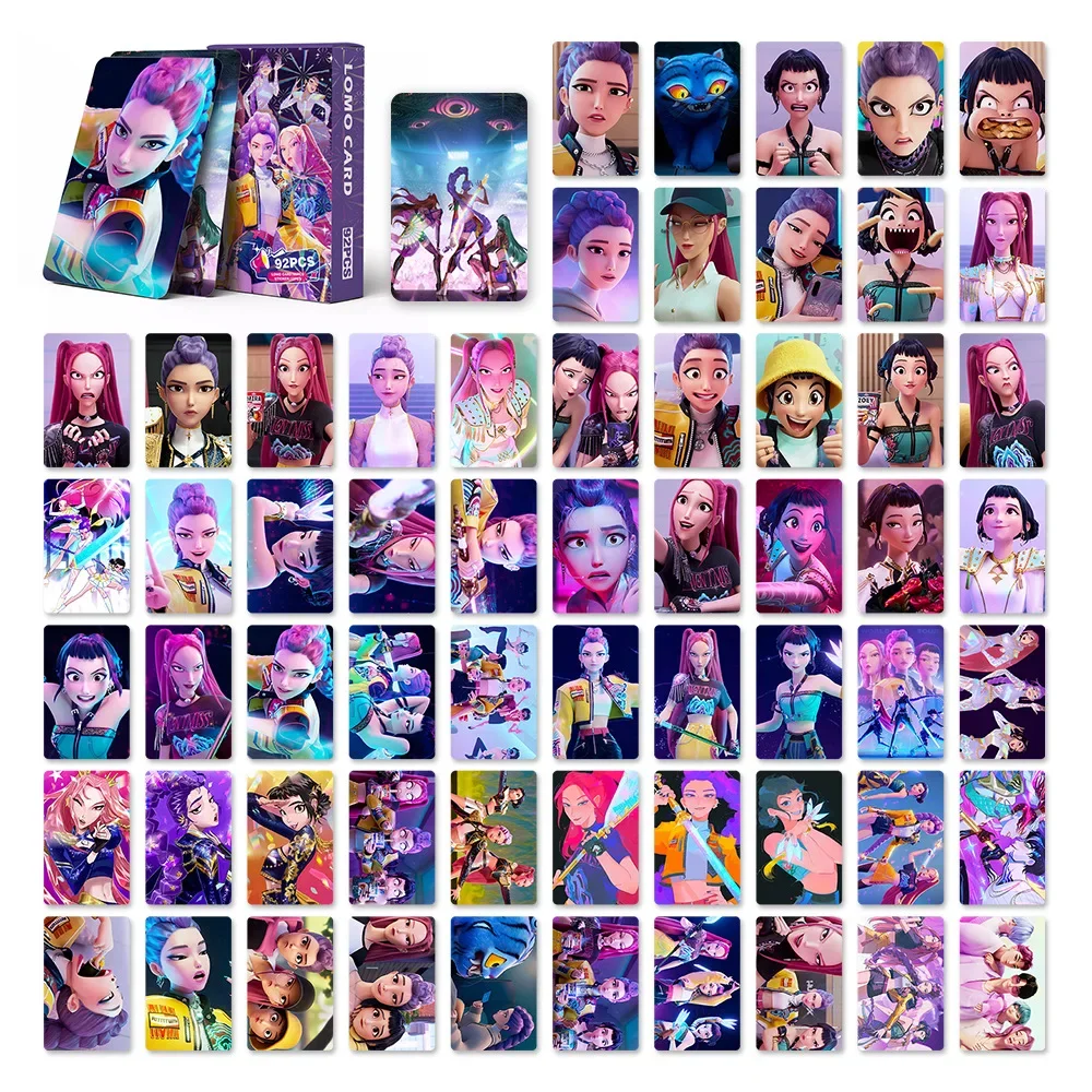 

92Pcs Kpop Devil Hunter card Anime Collectible Cards and Stickers Kids Party Gaming Card Collect For Boys Girls Birthday Gifts