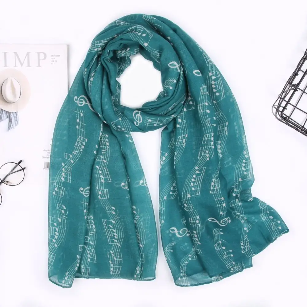 Colorful Musical Note Print Scarf Cotton Voile Smooth Musical Note Floral Shawl 180*80cm Casual Musical Note Floral Wrap Women image 3