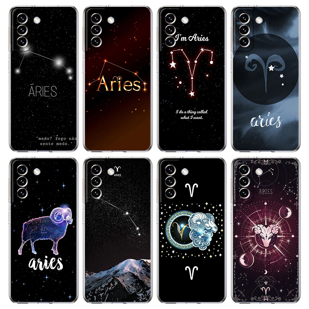 Constellation Virgo Aries Transparent Cover for Samsung Galaxy S24 S23 S22 S20 S21 FE Ultra S24 S23 S10 S9 Soft TPU Phone Case