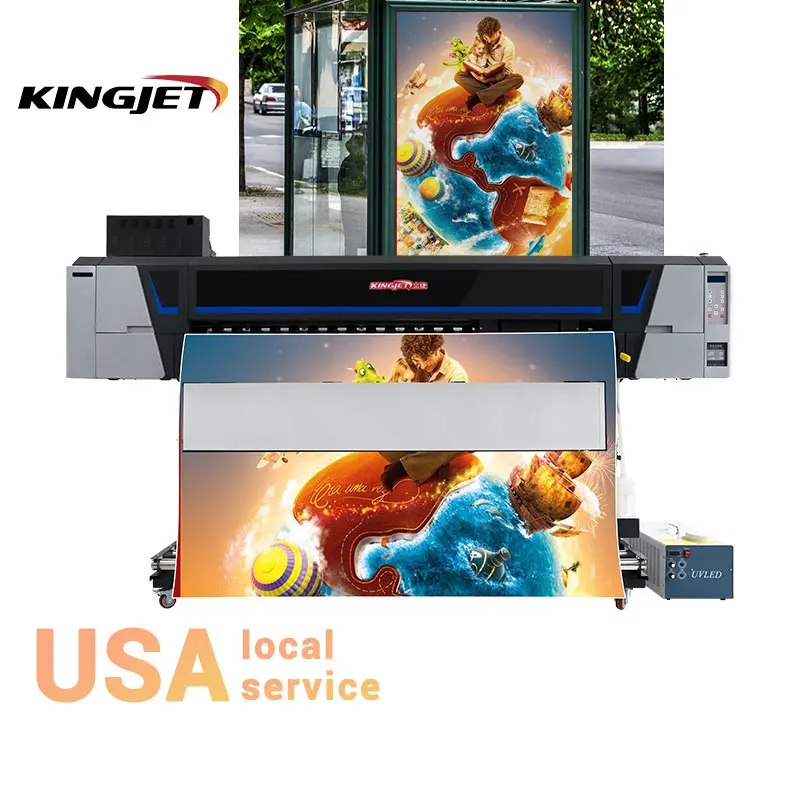 

Kingjet Factory Roll To Roll Uv Led 1.8m I3200 Head Pvc Light Box Poster Flex Banner Car Sticker Uv Roll Machine
