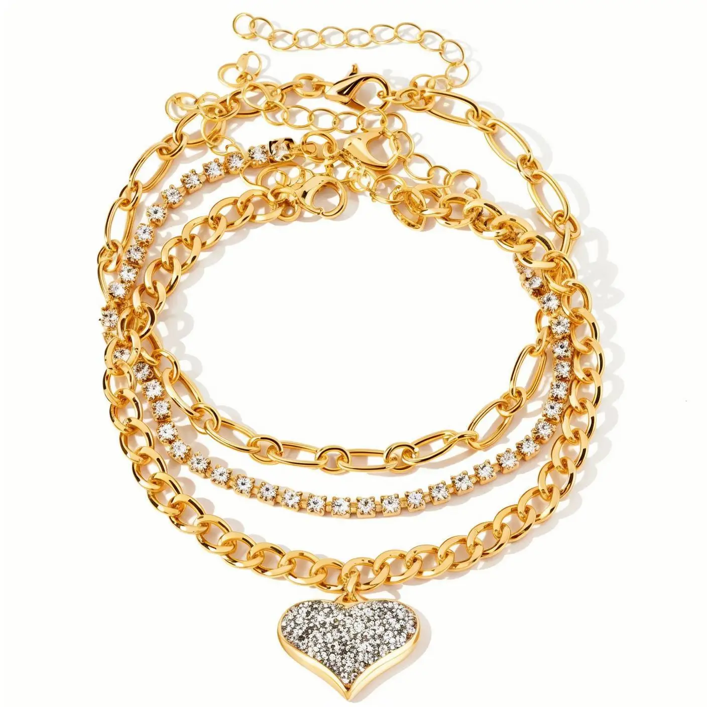 DIY accessories European and American cross-border personalized electroplated gold bracelet anklet set ins retro anklet bracelet