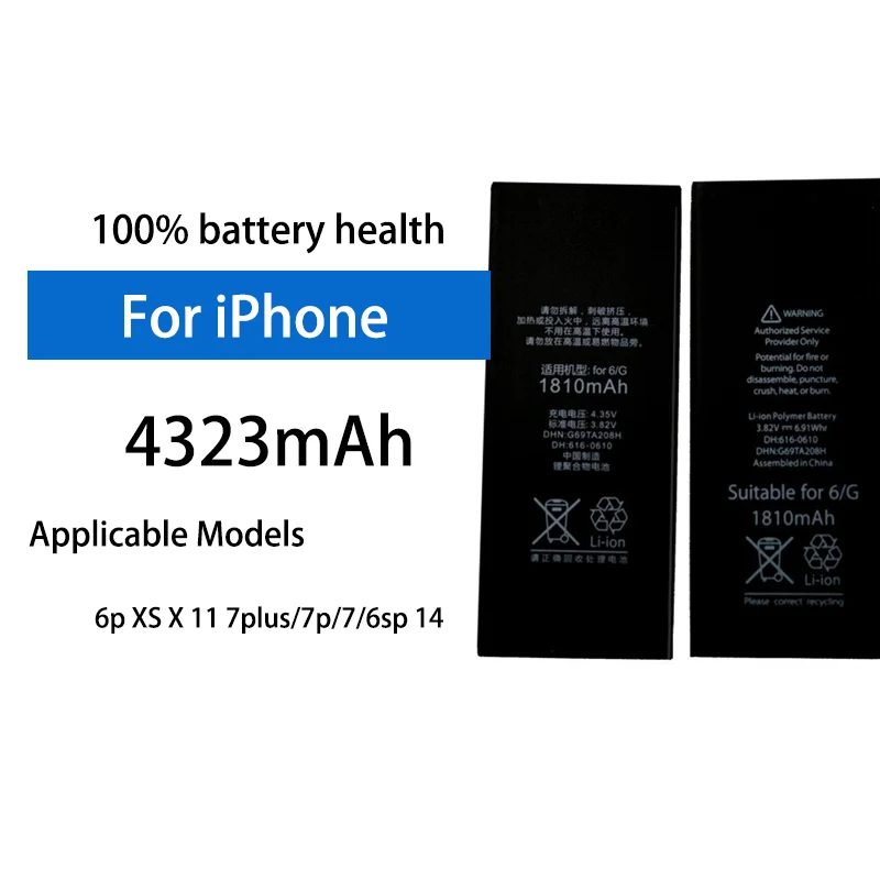 

4323mAh High Capacity Built-in Replacement Battery For Apple iPhone 6 6S 6Plus 6SP 7 7Plus X XS 11 14 Mobile Phone