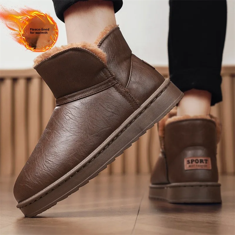 

Men's Winter Snow Boots Thiened Fce Lined Outdoor Waterproof Anti-slip Warm Large Size Bread oes Cold Resistant Boots