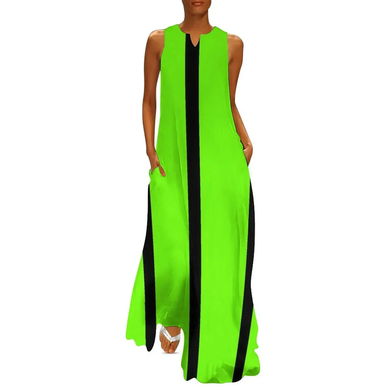 

talented green and black strips Long Dress summer outfits for women 2025 Dress