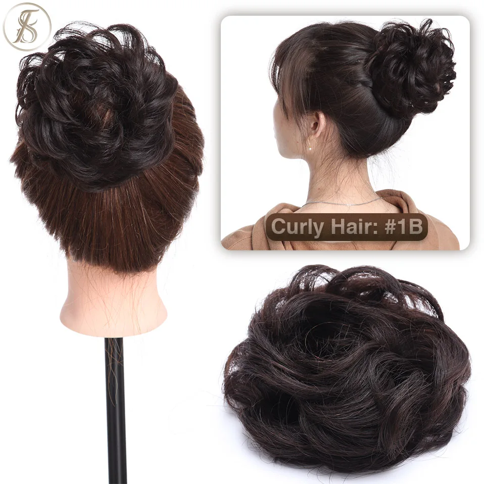 TESS 17g/23g Haar Brötchen Chignon 100% Menschliches Haar Lockiges Haar Elastische Donut Pferdeschwanz-haar Extensions Wrap natürliche Farbe Haarteil – Detail 21
