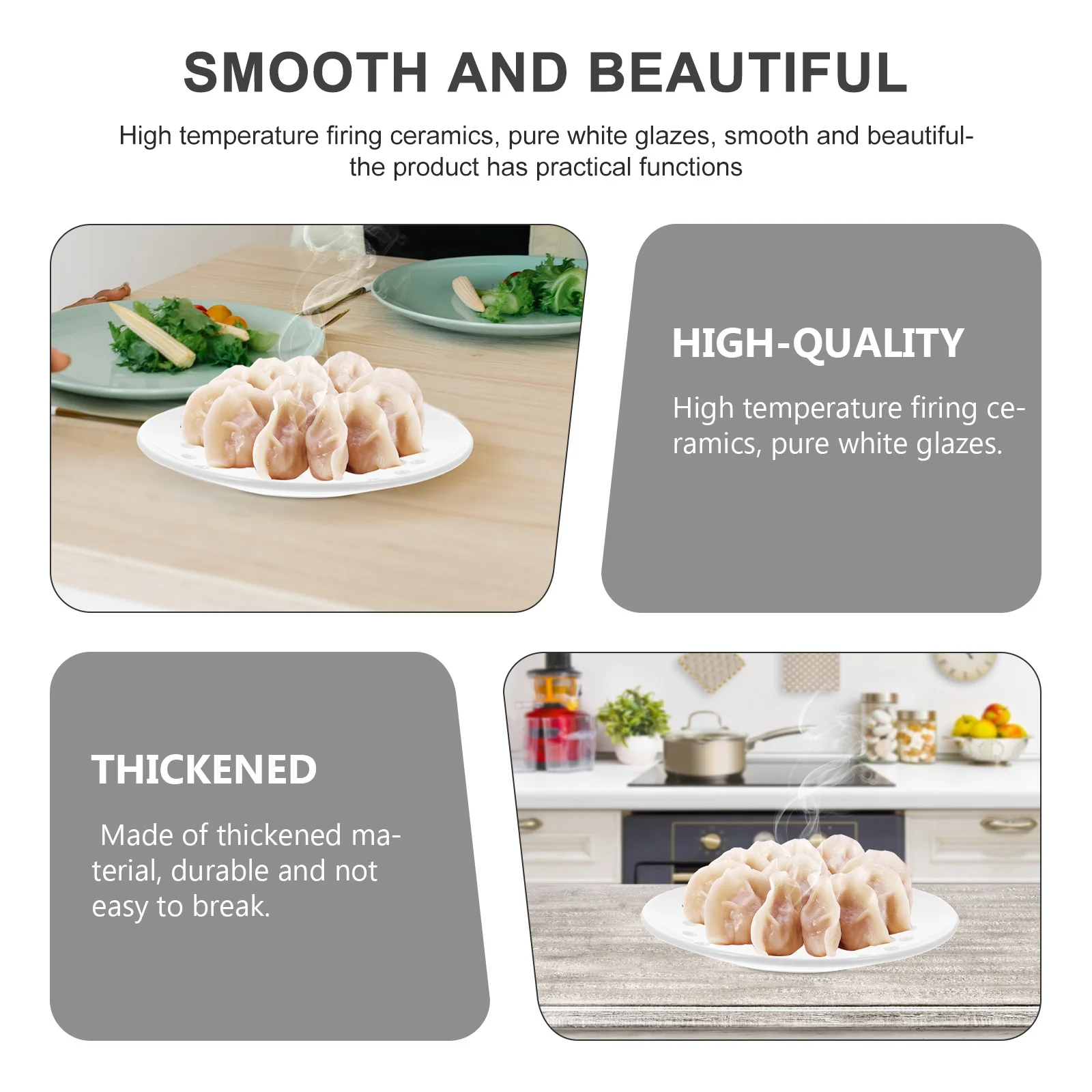 

1Pcs Ceramic Steamer Plate Versatile Food Steaming Holder Fish Dumpling Bun Steamed Dish Kitchen Supplies Food Steamer