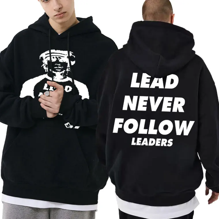 

Rapper Chief Keef Lead Never Follow Leaders Print Hoodie Male Fleece Cotton Sweatshirt Hip Hop Oversized Hoodies Men's Clothing