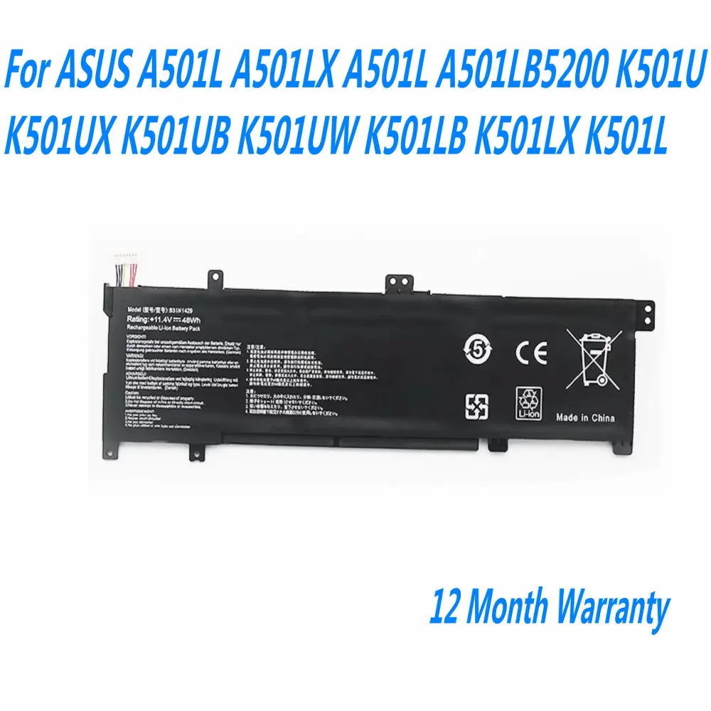 

New 11.4V 48Wh B31N1429 Laptop Battery For ASUS A501L A501LX A501L A501LB5200 K501U K501UX K501UB K501UW K501LB K501LX K501L