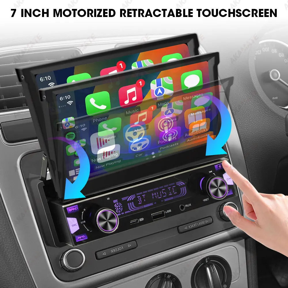 7Inch Capacitive touch Screen MP5 Car Radio Wireless CarPlay Android Auto GPS Navigation Universal Single Din Multimedia Player