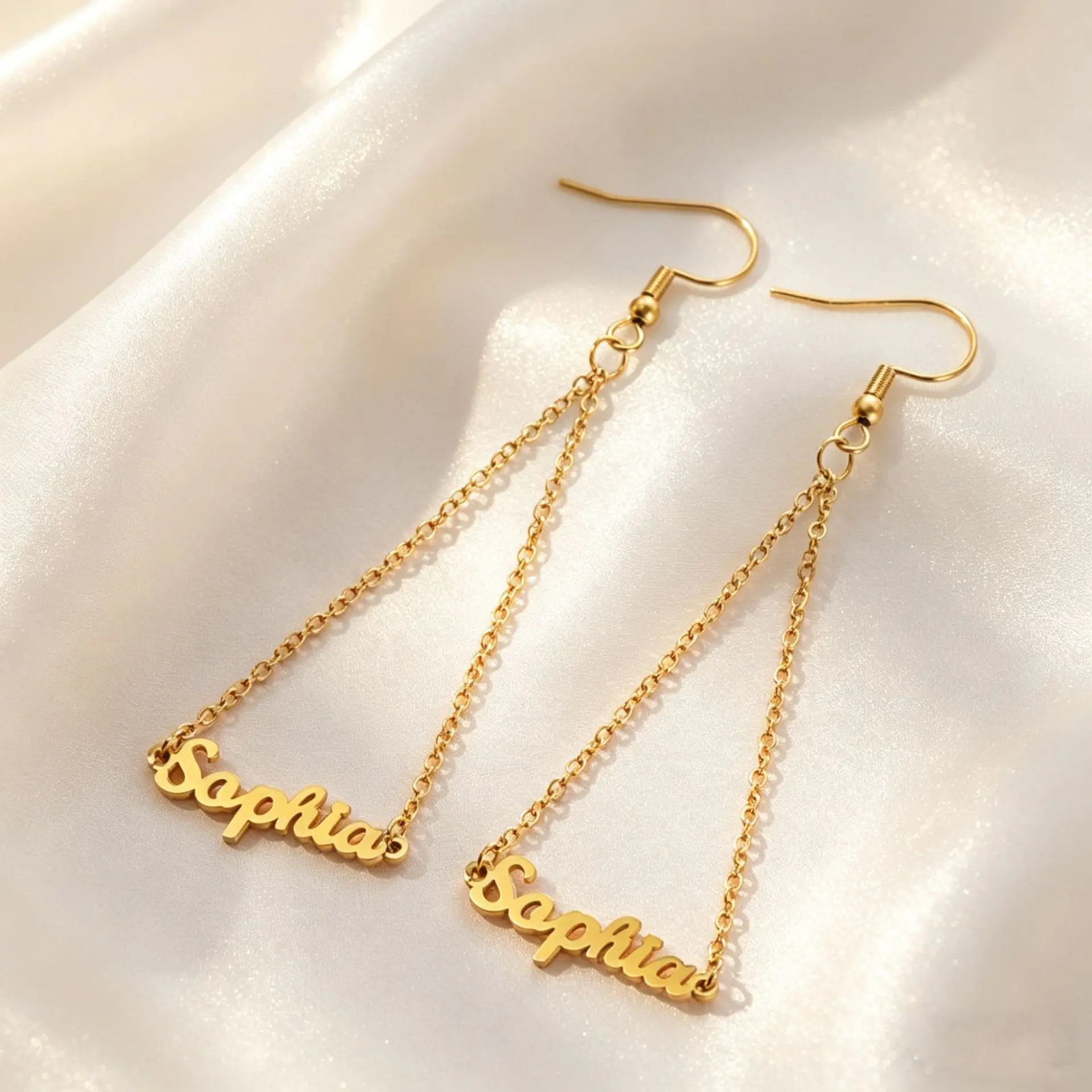 DOREMI Customized stainless steel waterproof DIY name earrings, high-end feel, birthday gift earrings