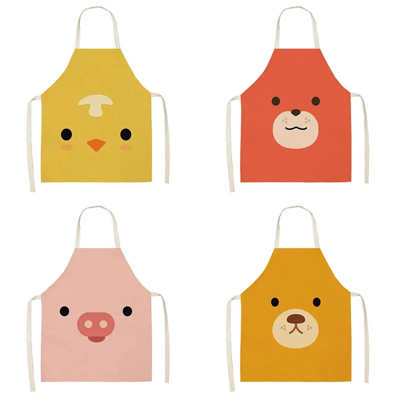 Anti-stain and oil kitchen apron Cute animal Linen Sleeveless Cooking  for male  female chefs Cleaning tools