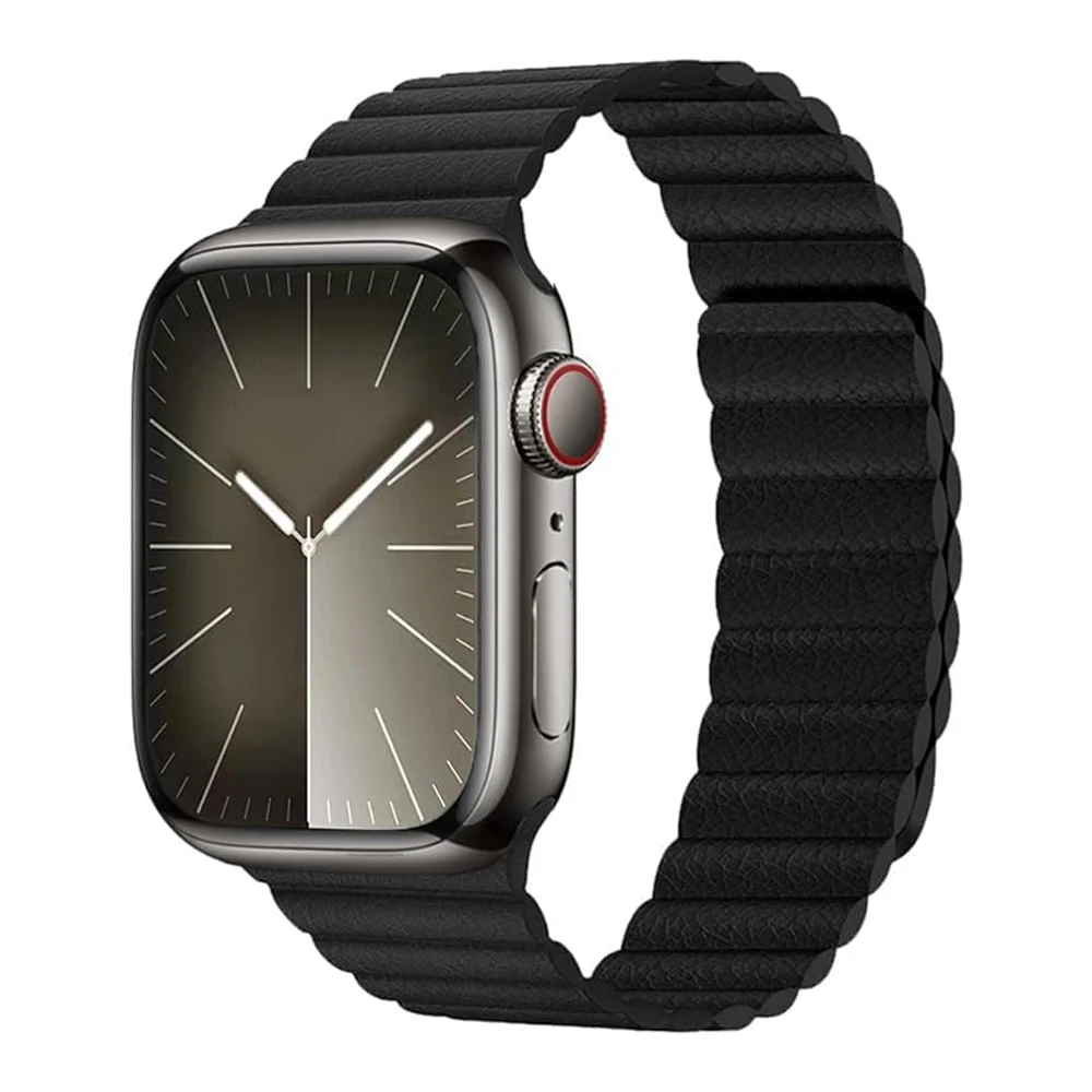 Skórzany pasek do Apple Watch 45mm 41mm 49mm 44mm 40mm 42mm bransoletka magnetyczna correa iwatch seria 9 8 7 3 4 5 6 ultra se 2