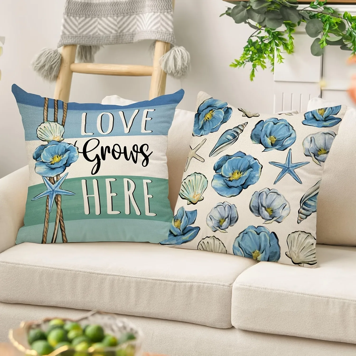 Short plush material pillowcaseNautical Elements Home Decorative Pillow CasesLiving room sofa cushion cover, soft and comfortabl