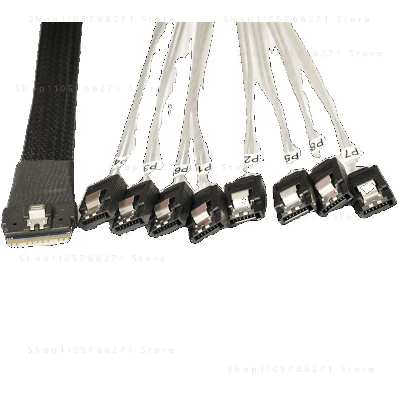 SFF-8654 to 8 SATA Cable 8i Slim SAS 4.0  1-to-8 Splitter for SSD HDD Data Cords