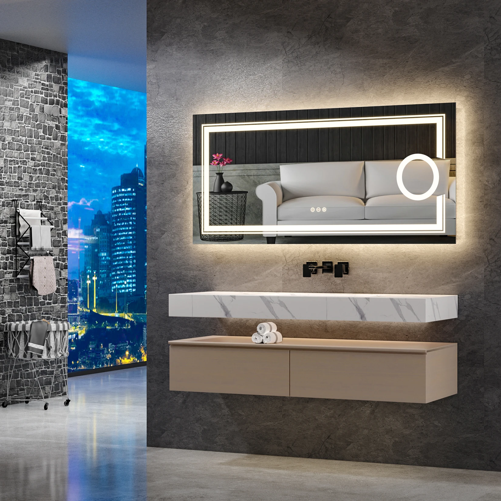 Imagem -04 - Led Iluminado Retroiluminado Espelho do Banheiro Pode Ser Escurecido Antifog Led Espelho com 3x Ampliação Cores Maquiagem Espelhos