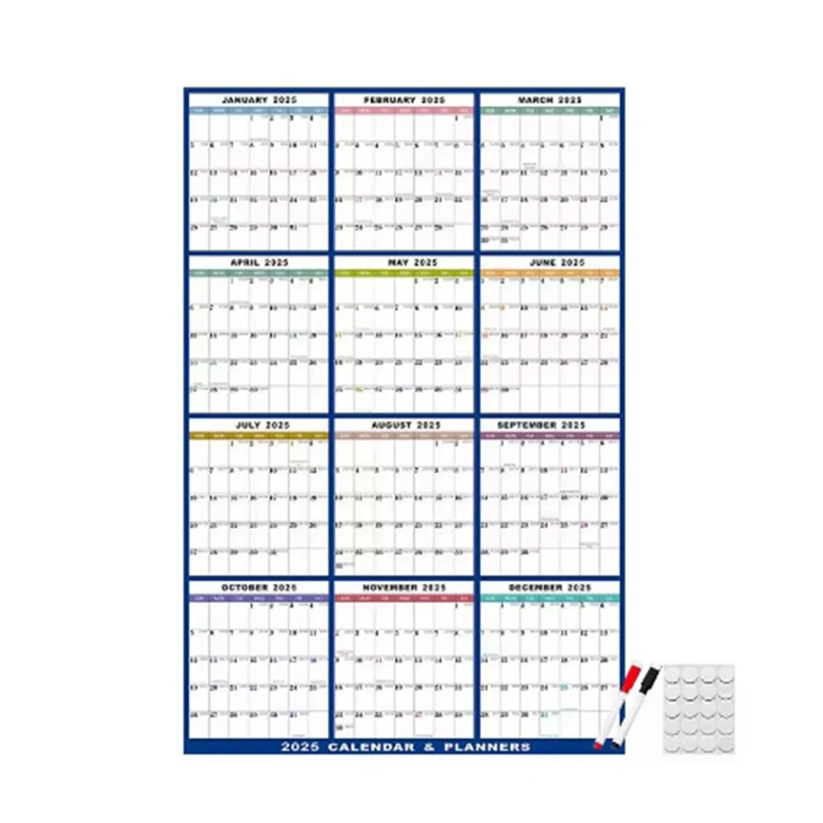 Erasable Whiteboard Calendar Monthly Weekly Planner Clear 12 Month Wet Dry Board for Wall Home Officee Reusable