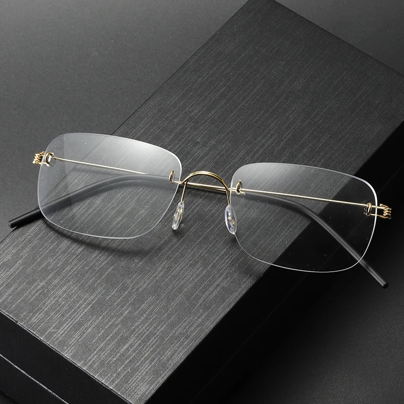 

Retro Borderless Glasses Women Exquisite Anti-Blue Light Spectacles Transparent Metal Frame Eye Protection Comfortable Glasses