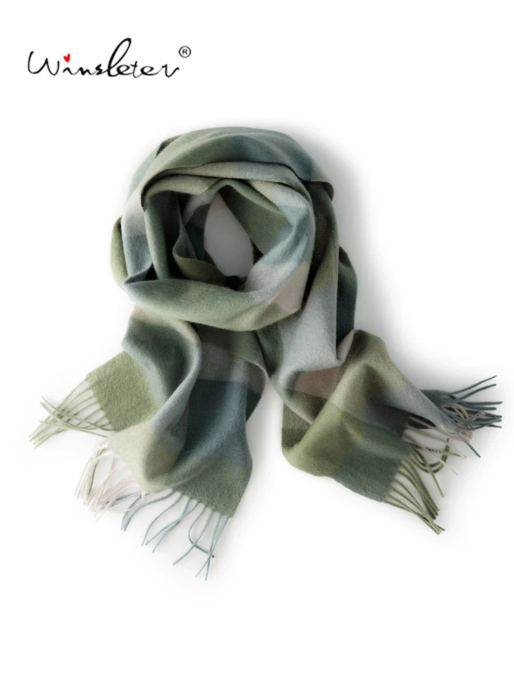 Winsleter-100%Cashmere Elegant Knit Scarf, Plaid Tassel, Women Retro Christmas Versatile Warm Sarves, 2026 Autumn New A69644CC