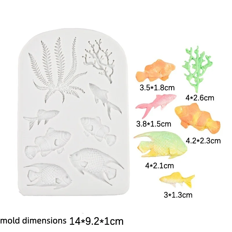 3D Shell Conch Seahorse Fish Tail Silicone Mold DIY Fondant Chocolate Baking Mould Ocean Series Clay Cake Decor Kitchen Tool