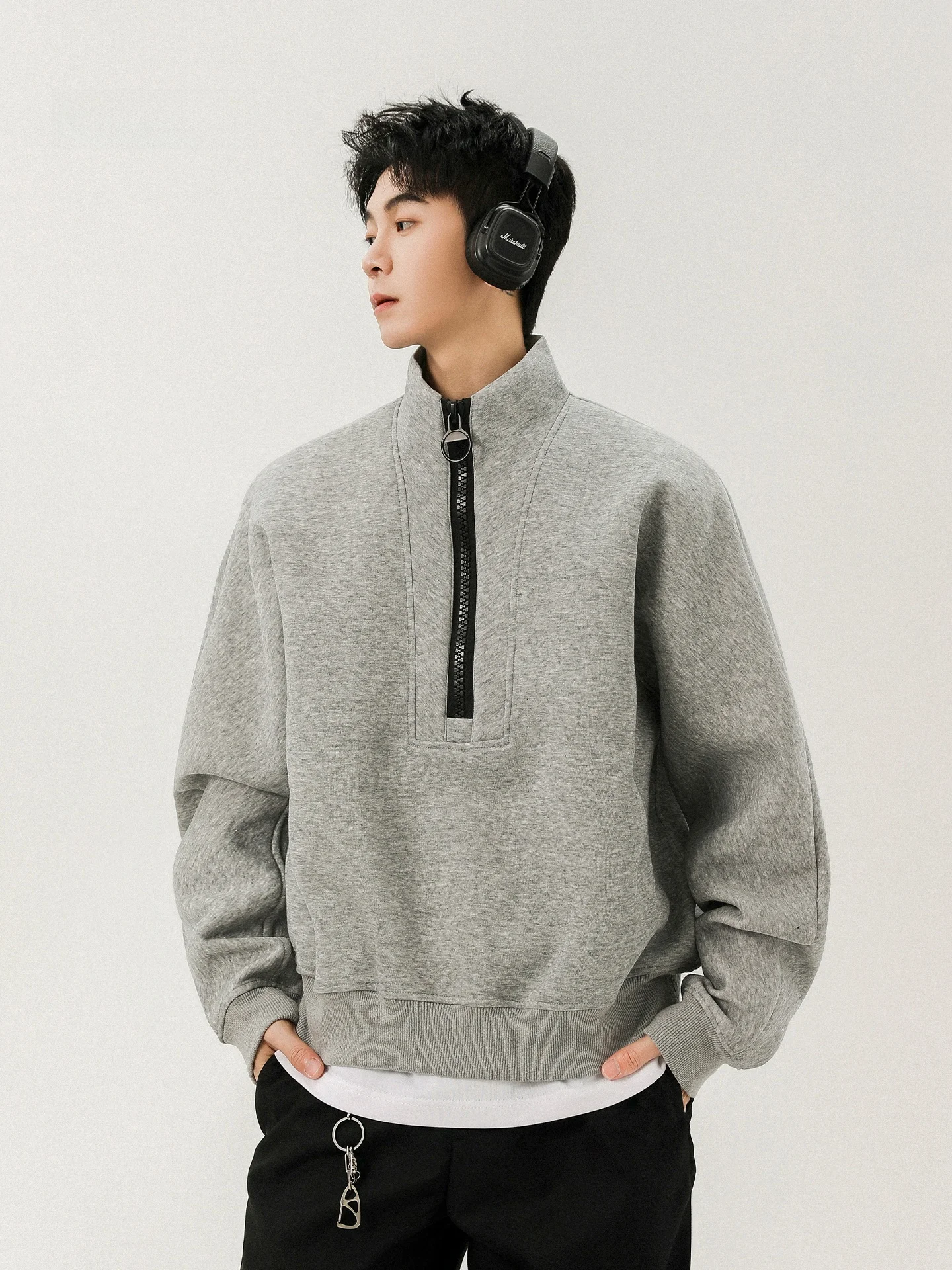 

Утепленная толстовка на молнии с капюшоном для мужчин, модный бренд, теплая внутренняя одежда, удобный топ с длинными рукавами из полиэстера