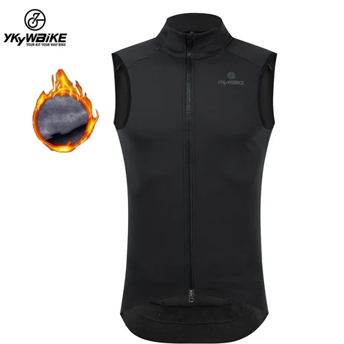 Imagen 1 del producto YKYWBIKE-Chaleco de ciclismo de invierno, chaleco polar impermeable a prueba de viento, ropa para bicicleta de montaña, chaqueta de ciclismo sin mangas