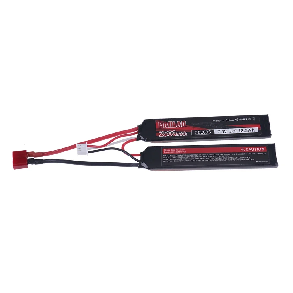 7.4v Battery For Water Gun Mini Airsoft BB Air Pistol Electric Toys Gun Parts 2S 7.4V 2500mAh 30C Split Connection Battery Tplug