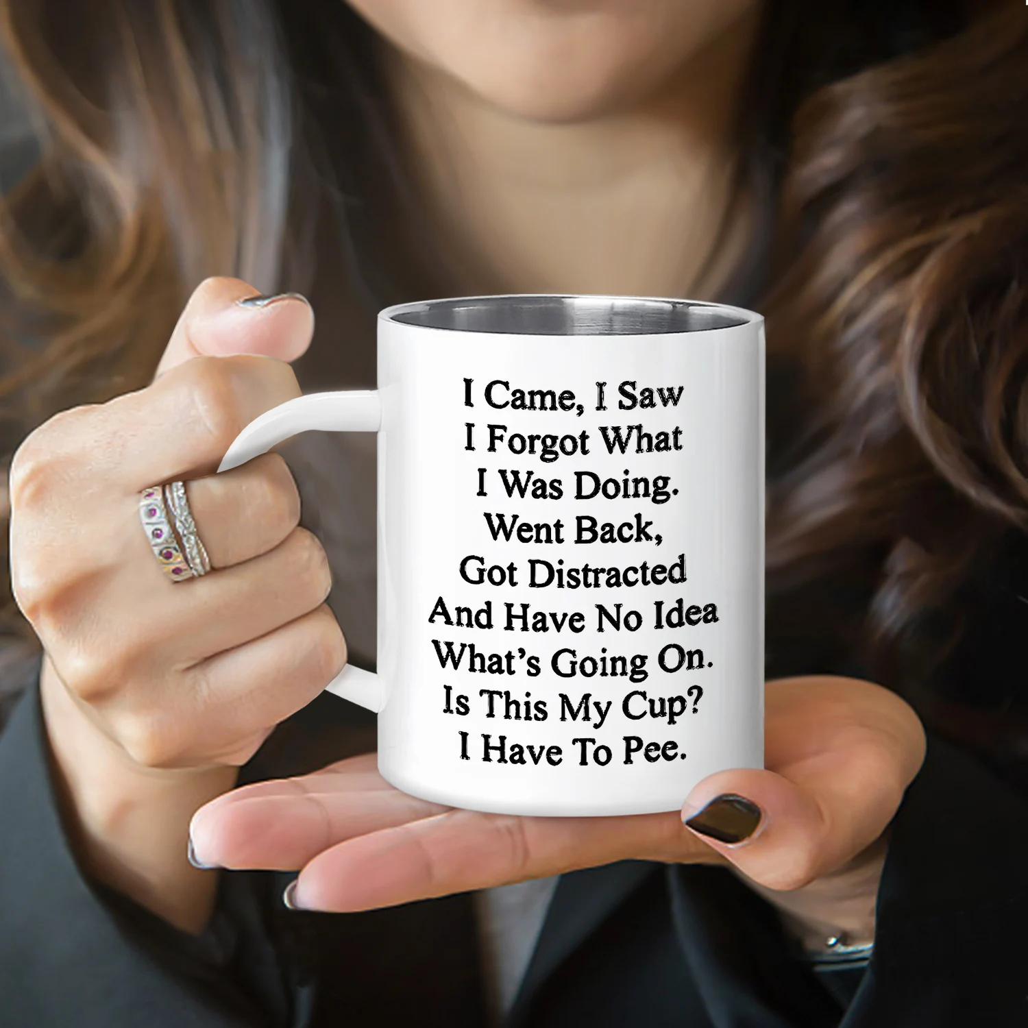 قطعة واحدة، أكواب قهوة مضحكة للتخييم كبار السن، فناجين قهوة، كوب من الفولاذ المقاوم للصدأ مع مقبض لعيد الآباء الأم، 10 أونصة #5