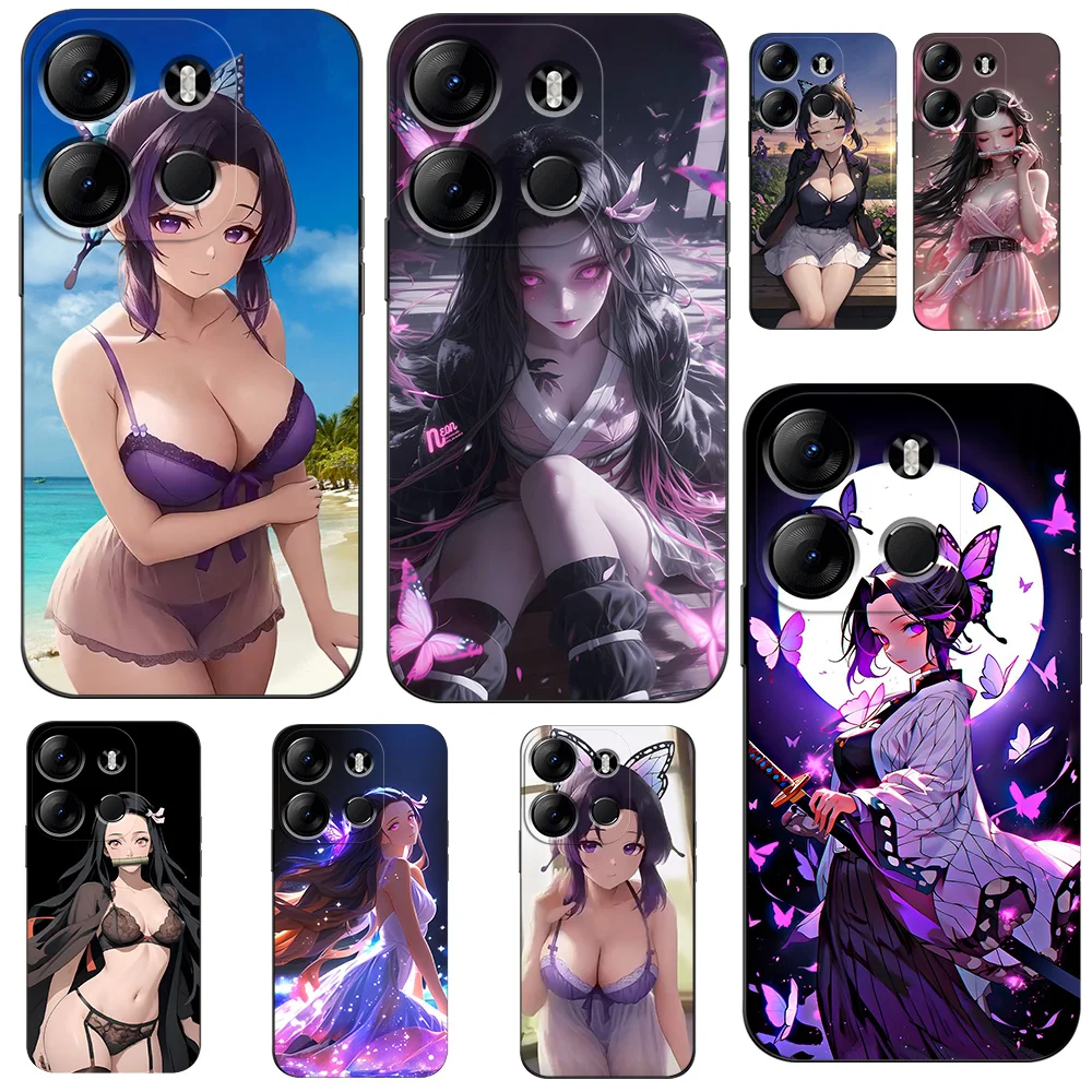 Case For TECNO SPARK GO 2023 POP 7 PRO Silicon Phone Back Cover black tpu case Demon Slayer NezukoBikini