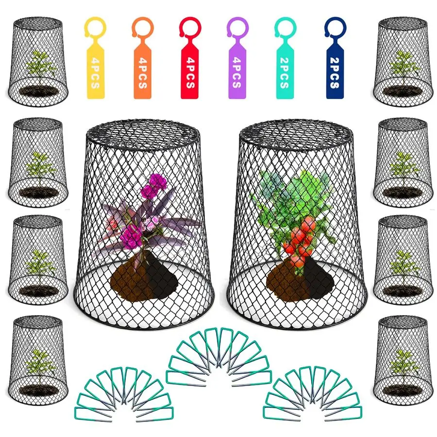 

Защитные чехлы для растений от животных, 10 шт., 9.25x9.45, металлические садовые колпаки для растений, металлические клетки для уличных растений, защита от грызунов
