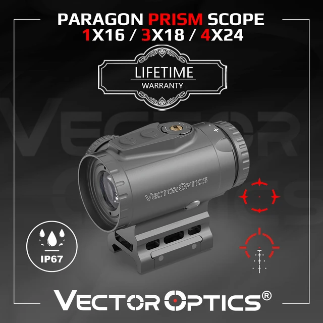 Vector Optics Paragon 1x16/3x18 Micro Prism Scope With Long Eye Relief  Compact CQB Optics For Fast Target Shooting AR 15 .308