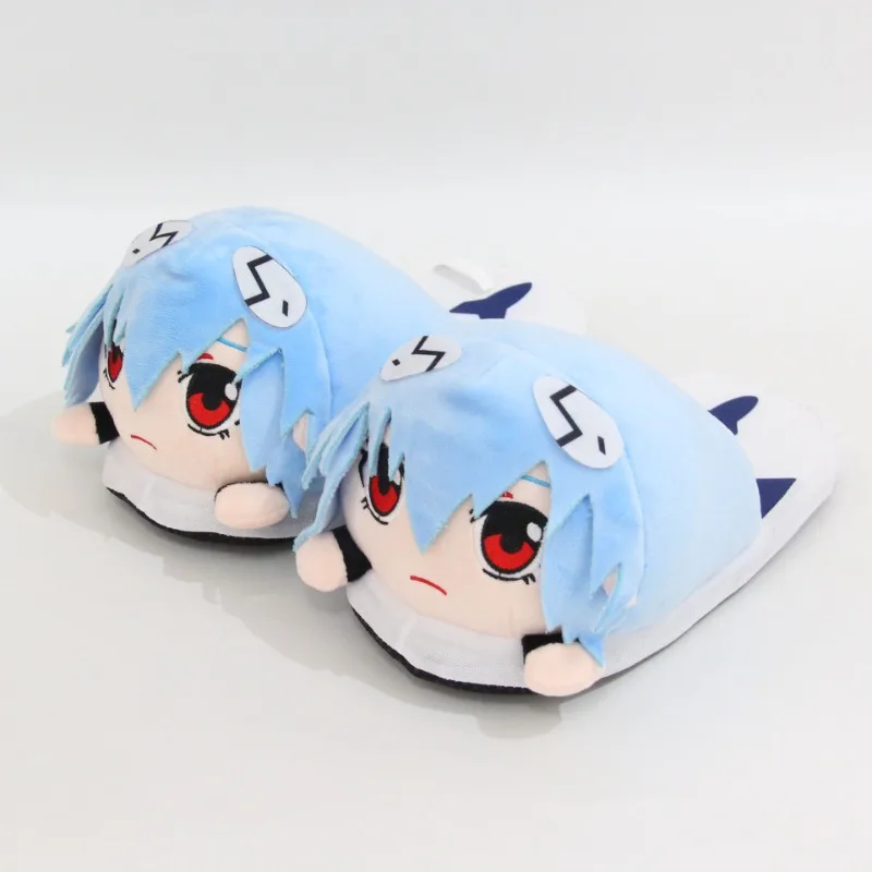 Neon Genesis Evangelion Pantofola per la casa Cute Anime Ayanami Rei Peluche Pantofole invernali calde Morbido cotone antiscivolo Scarpe da interno