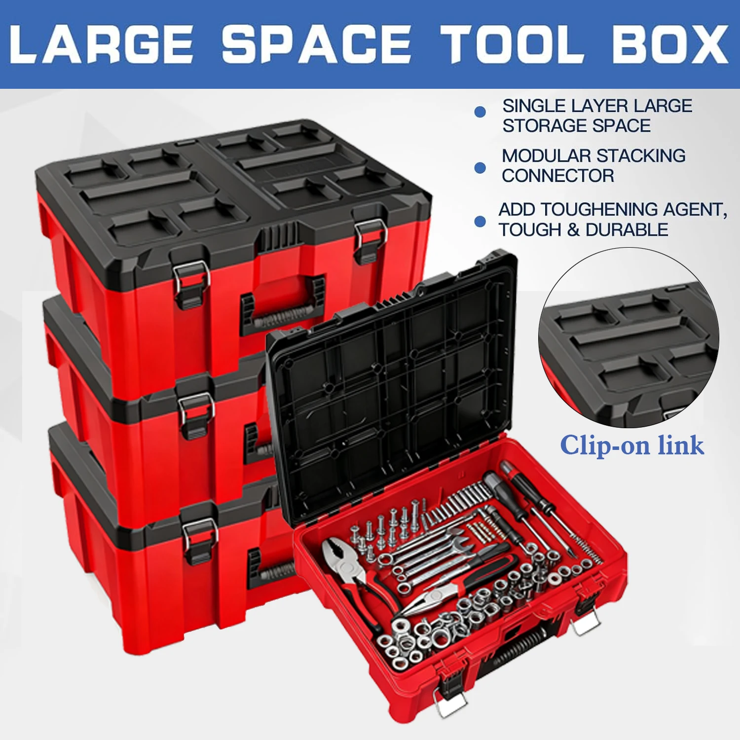 

Большой ударопрочный кейс для инструментов, органайзер для инструментов, портативный ящик для инструментов для автомехаников