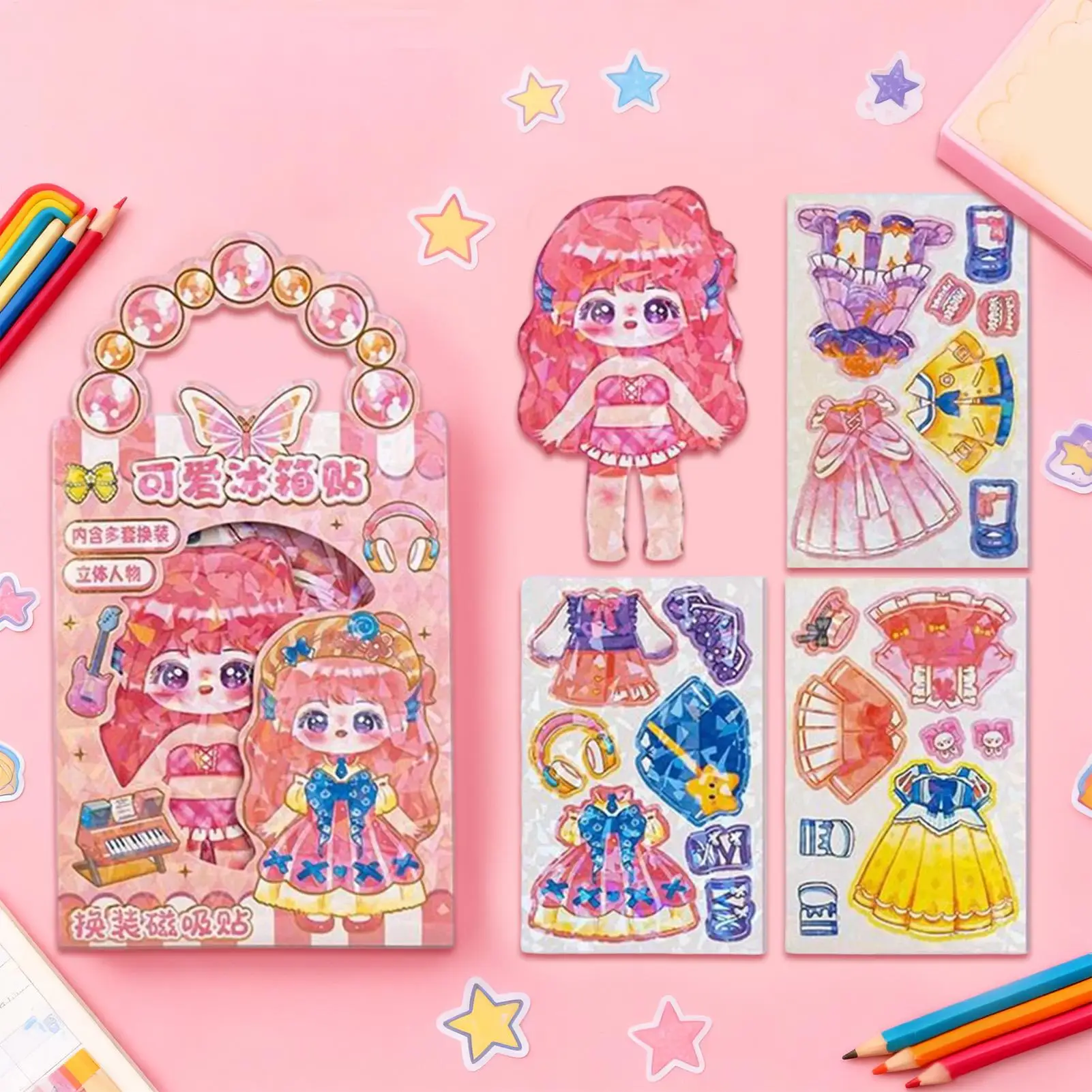3D Magnetic Dress Up Dolls Toy Set With Stand Reusable Mix & Match Outfits Montessori Travel Toys For Kids Ages 3-6 Birthday Gif