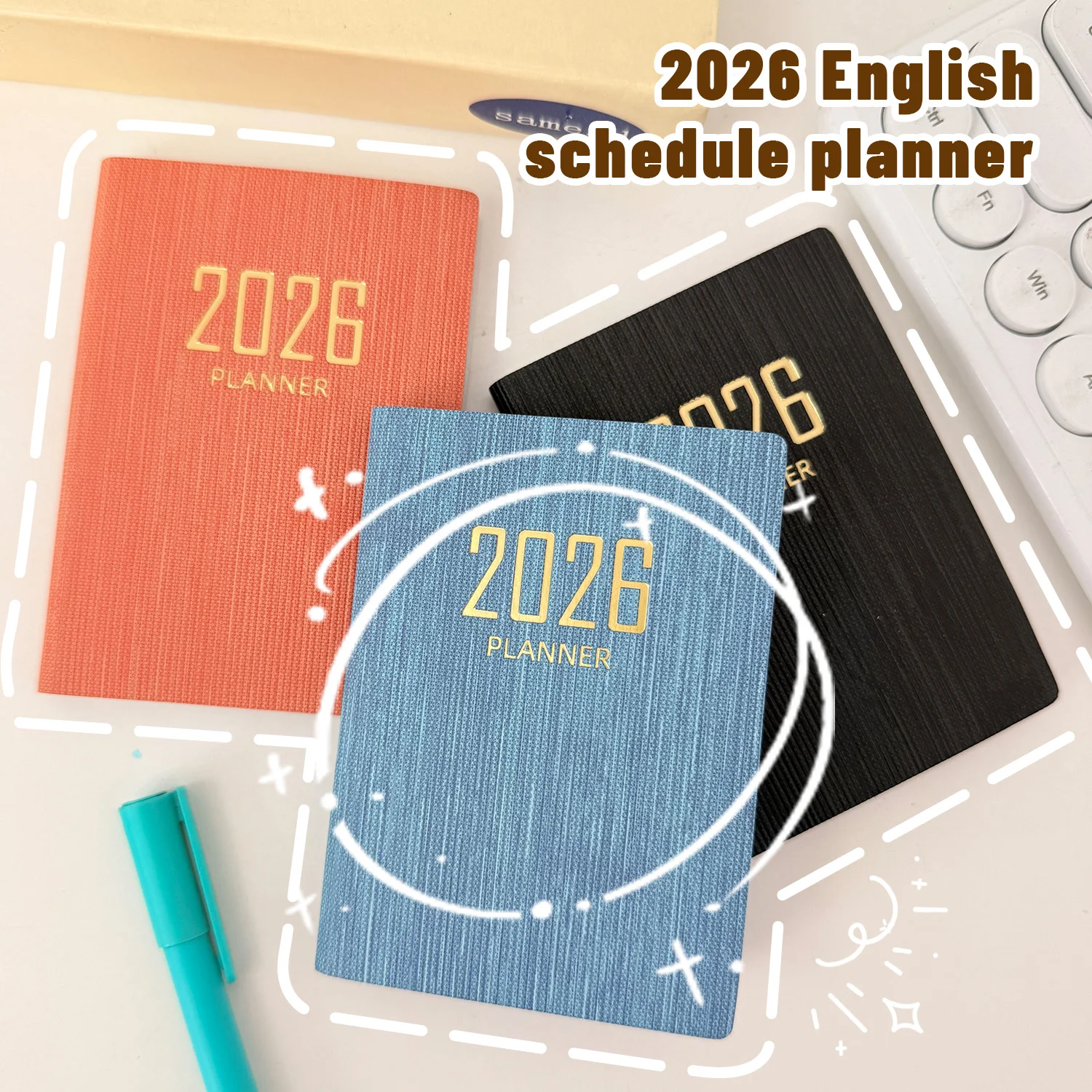 2026 365-Day المحمولة A7 جيب مخطط غطاء بولي يوريثان الجدول اليومي الأسبوعي دفتر التقويم مجلة الكتب اللوازم المكتبية المدرسية #2