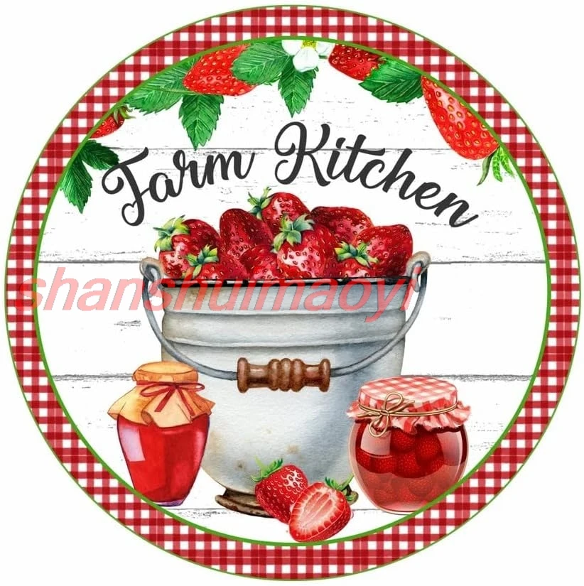 shan ntage Aluminum Sign Strawberry Sign Wreath Attachment Strawberry Kitchen Decoration Artwork Signs For Home Novelty M 1pc