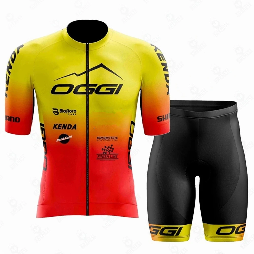 Oggi Cycling Jersey Set for Men, Bike Clothing, Bib Shorts Sleeve, Summer Breathable Suit, Gel MTB Ropa Ciclismo Uniform